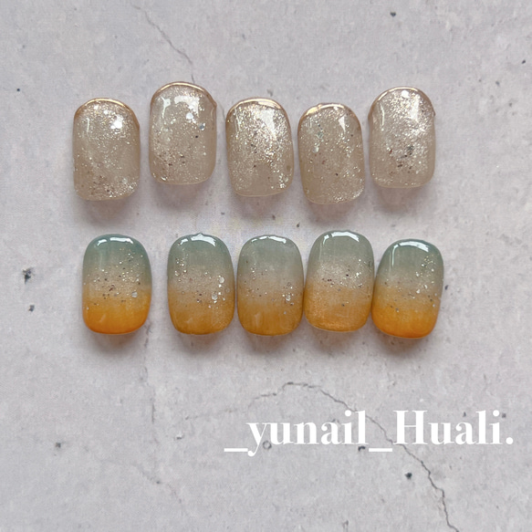 ネイルチップ/マグネットネイル/夏ネイル/ニュアンスネイル/淡色ネイル  