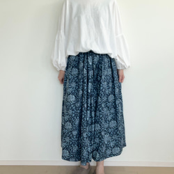 ゴムタックスカート　ウイリアムモリスバニーサックルネイビー 7枚目の画像