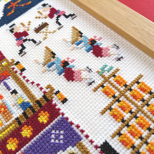 クロスステッチ図案【日本の祭り】/ カレンダーシリーズ 8月 編み図