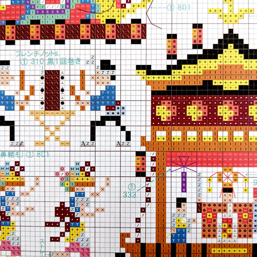 クロスステッチ図案【日本の祭り】/ カレンダーシリーズ 8月 編み図