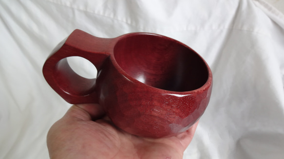 　パープルハートの一木彫りコーヒーカップ. 6枚目の画像