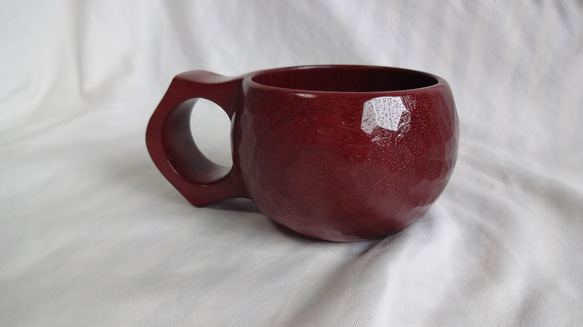 　パープルハートの一木彫りコーヒーカップ. 4枚目の画像