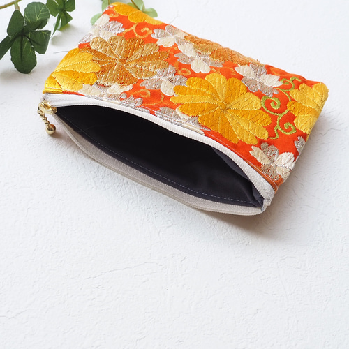 西陣織】小さめ着物帯リメイクポーチ130（一点物/伝統工芸/京都西陣