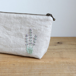 お花の寄植え刺繍ポーチ＃1（20ｃｍファスナー） 7枚目の画像