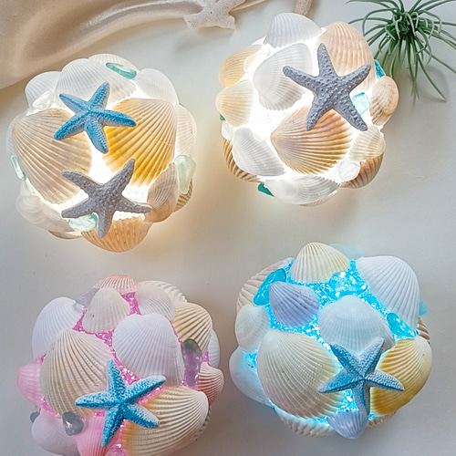 海の記憶～ シェルランプ シーグラスランプ ハンドメイド