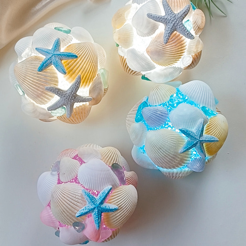 天然シーグラス LEDライト シーグラスランプ 照明 ハンドメイド