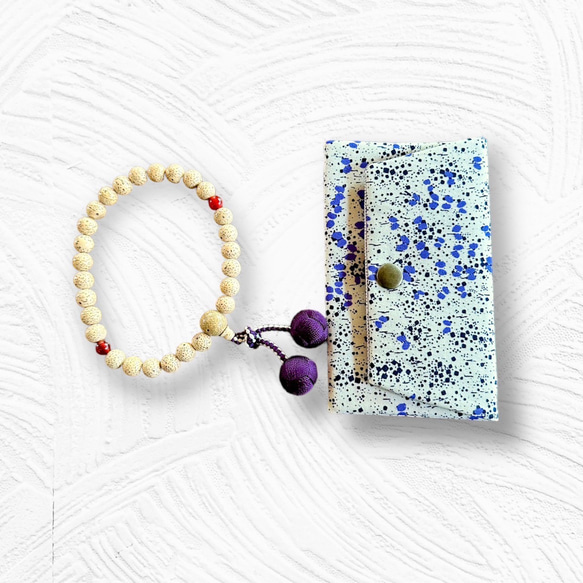 念珠架，念珠盒，儀式場合，日式服裝，男士，復古美麗念珠袋（白色和紫色），和服翻版，大正浪漫 第1張的照片