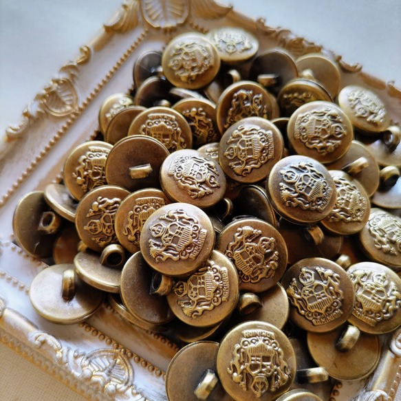 17mm メタル風 プラスチックシャンクボタン 紋章/dominion 25個 P932