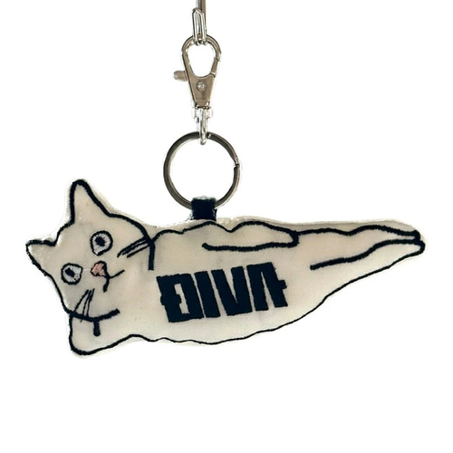 名前入れ ねこ ネコ キーホルダー ネームタグ 刺繍 誕生日 誕生日