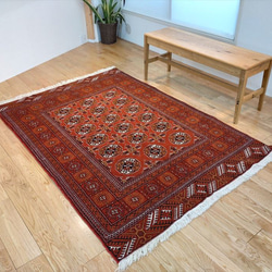 部落地毯博覽會 50% 折扣] 土庫曼地毯博哈拉設計磚色沙發正面 188x130 公分 PS602 第1張的照片