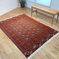 部落地毯博覽會 50% 折扣] 土庫曼地毯博哈拉設計磚色沙發正面 188x130 公分 PS602 第2張的照片