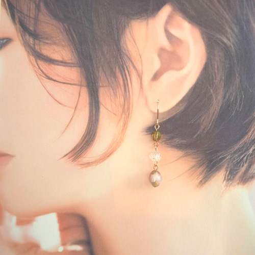 女性らしい優しいチェコビーズ アクセサリー イヤリング