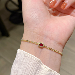 天然ダイヤモンド付きルビーブレスレットk18 K18 ブレスレット ルビー