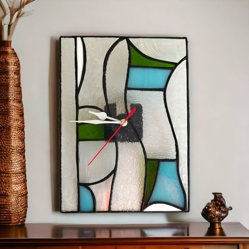 壁掛け時計 ステンドグラス雑貨 ハンドメイド時計 インテリア雑貨