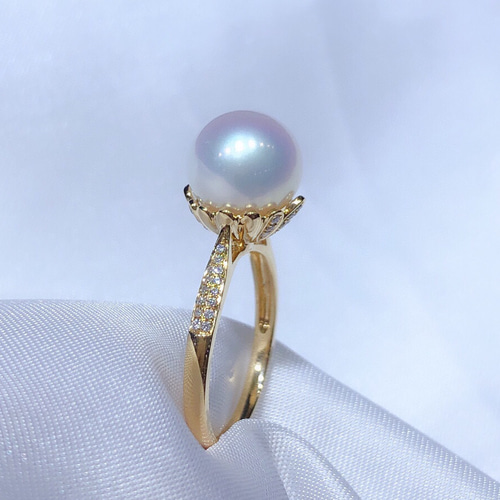 k18 真珠 ダイヤモンドリング