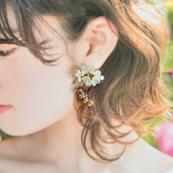 非常適合新娘❤️小搖曳花朵可供選擇❤️耳環配件透明金花[093] 第6張的照片