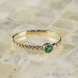 creamer限定商品！】エメラルド K18 ゴールド リング 石3㎜ 緑