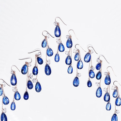 藍晶石和赫基默鑽石不對稱耳環 - 淚雨 第11張的照片