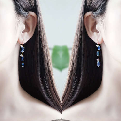 カイヤナイトとハーキマーダイヤモンドによるアシンメトリー