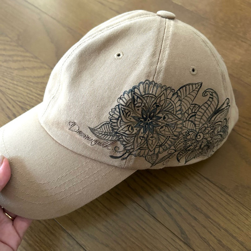 受注生産：名入れOK手描きペイントキャップ トライバル タトゥー 