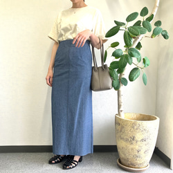夏に涼しげなブルーシャンブレーデニムタイトスカート タイトスカート 