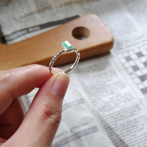 20%割引糸魚川翡翠の銀の指輪13号/純銀×silver950 指輪・リング Porte