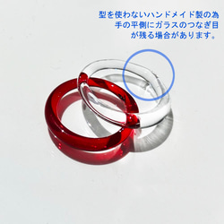重ねづけもカワイイ！　わずか1gの細身・軽やかリング　シンプル・ストレートのガラスの指輪　ターコイズ系クリアブルー 7枚目の画像