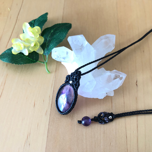 アメジスト　マクラメネックレス マクラメアメジストネックレス