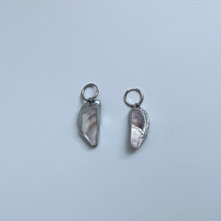 oyster shell pierce 牡蠣殻×銀継ぎフープピアス シルバー サージカルステンレス　ギフト　 1枚目の画像