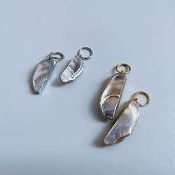 oyster shell pierce 牡蠣殻×銀継ぎフープピアス シルバー サージカルステンレス　ギフト　 5枚目の画像