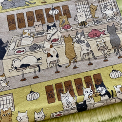 30×40ランチマット 寿司屋猫（イエロー） 3枚目の画像