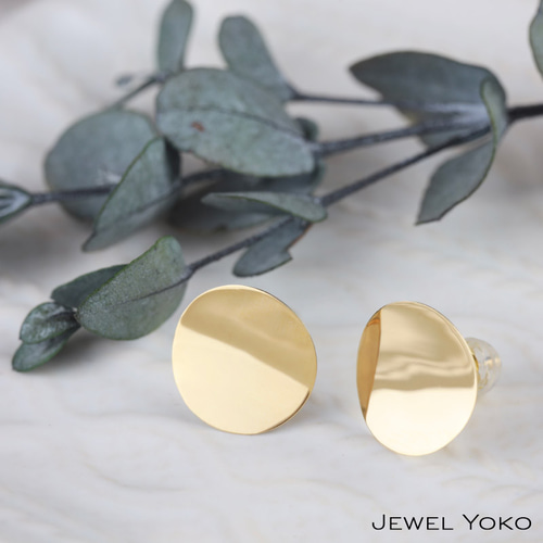 シンプルピアス】K18ピアス 丸 円 カーブ シンプル 18金 可愛い