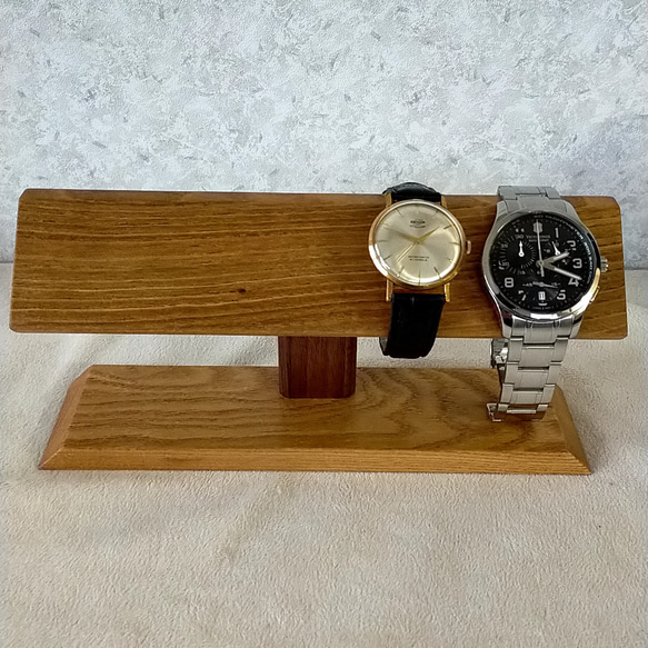 【完成品】木製　腕時計スタンド　【エンジュ＆ウォールナット】日本産 2枚目の画像