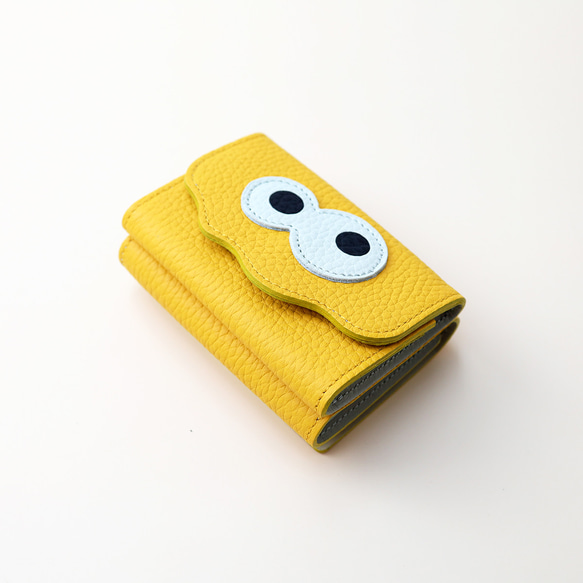 [黃色/Kyorome 迷你錢包] 想要向某人展示它/簡約可愛的緊湊型三折錢包 第2張的照片