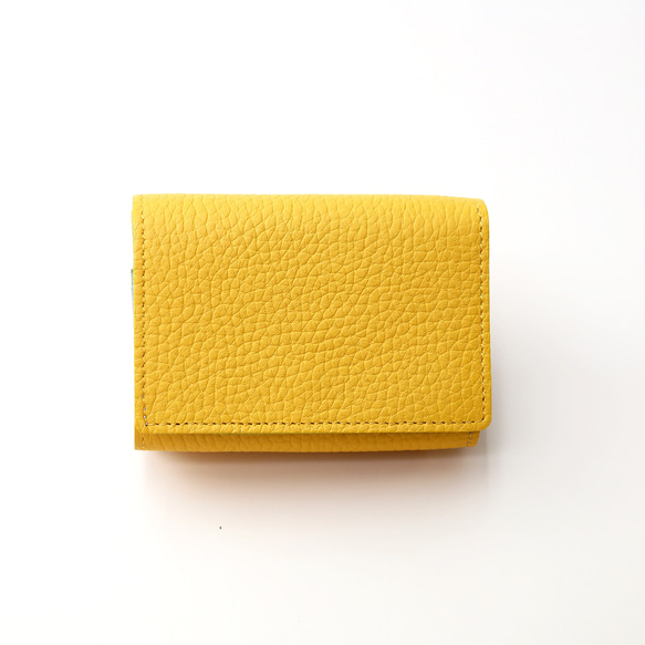 [黃色/Kyorome 迷你錢包] 想要向某人展示它/簡約可愛的緊湊型三折錢包 第3張的照片