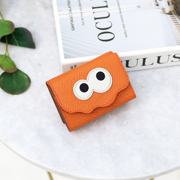 [橙色/Kyorome迷你錢包]你會想向某人展示它/簡約可愛的緊湊型三折錢包 第1張的照片