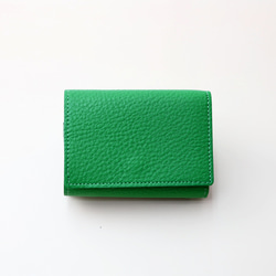 [綠色/Kyorome迷你皮夾]你會想向某人展示它/簡約可愛的緊湊型三折錢包 第3張的照片