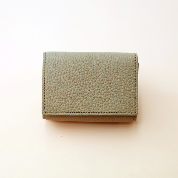 [灰褐色/Kyorome 迷你錢包] 想要向某人展示它/簡約可愛的緊湊型三折錢包 第3張的照片
