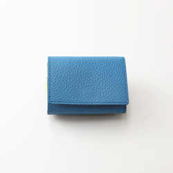 [藍色/Kyorome迷你錢包]你會想向某人展示它/簡約可愛的緊湊型三折錢包 第3張的照片