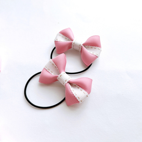 送料無料 秋の福袋 ピンク系キッズリボン♡ ヘアゴム 3種類セット