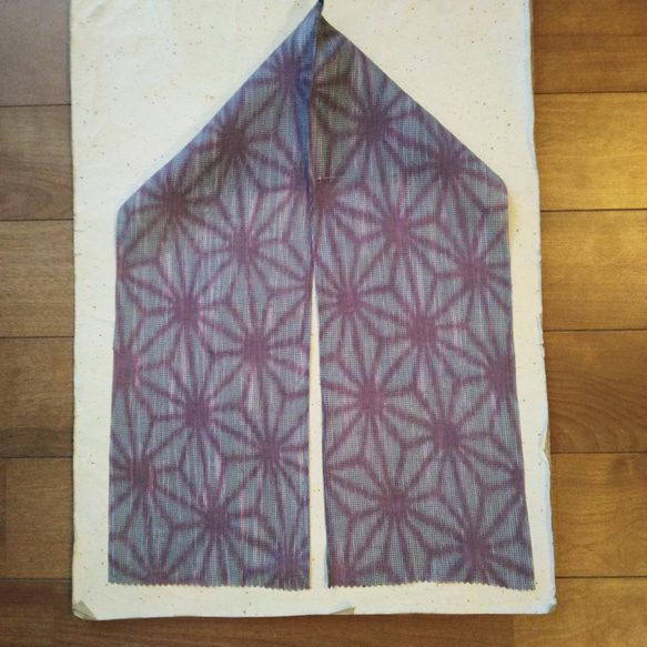 綿麻混半衿（麻の葉柄）春 夏半衿  三つ折り縫い リネン混　ノーアイロン 2枚目の画像
