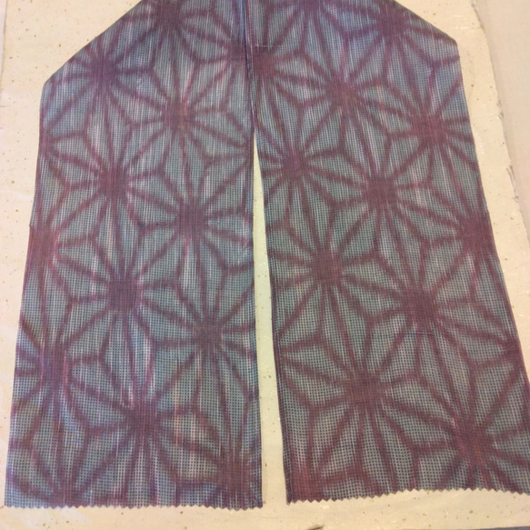 綿麻混半衿（麻の葉柄）春 夏半衿  三つ折り縫い リネン混　ノーアイロン 4枚目の画像