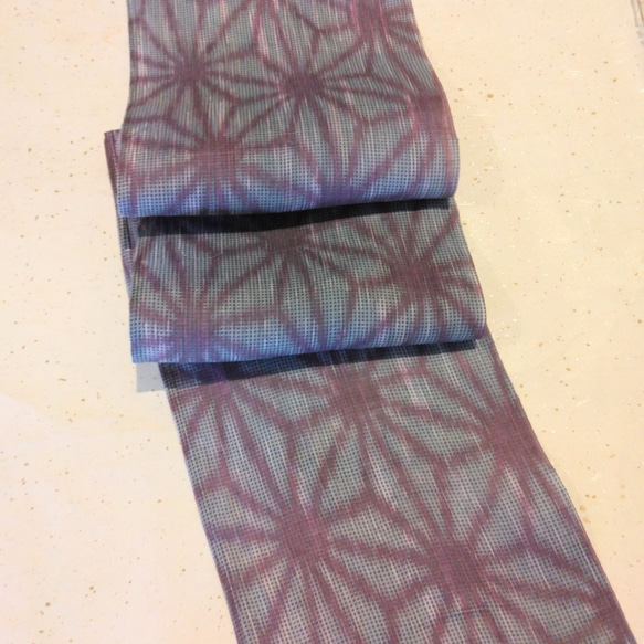 綿麻混半衿（麻の葉柄）春 夏半衿  三つ折り縫い リネン混　ノーアイロン 3枚目の画像