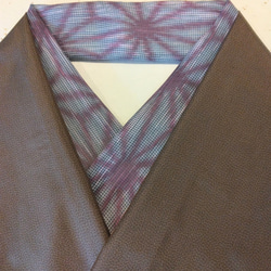綿麻混半衿（麻の葉柄）春 夏半衿  三つ折り縫い リネン混　ノーアイロン 1枚目の画像