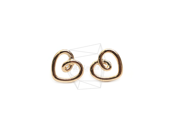 ERG-2450-G【2個入り】ハートピアス/Heart  Ear Post/ 13.6mm x 15mm 1枚目の画像