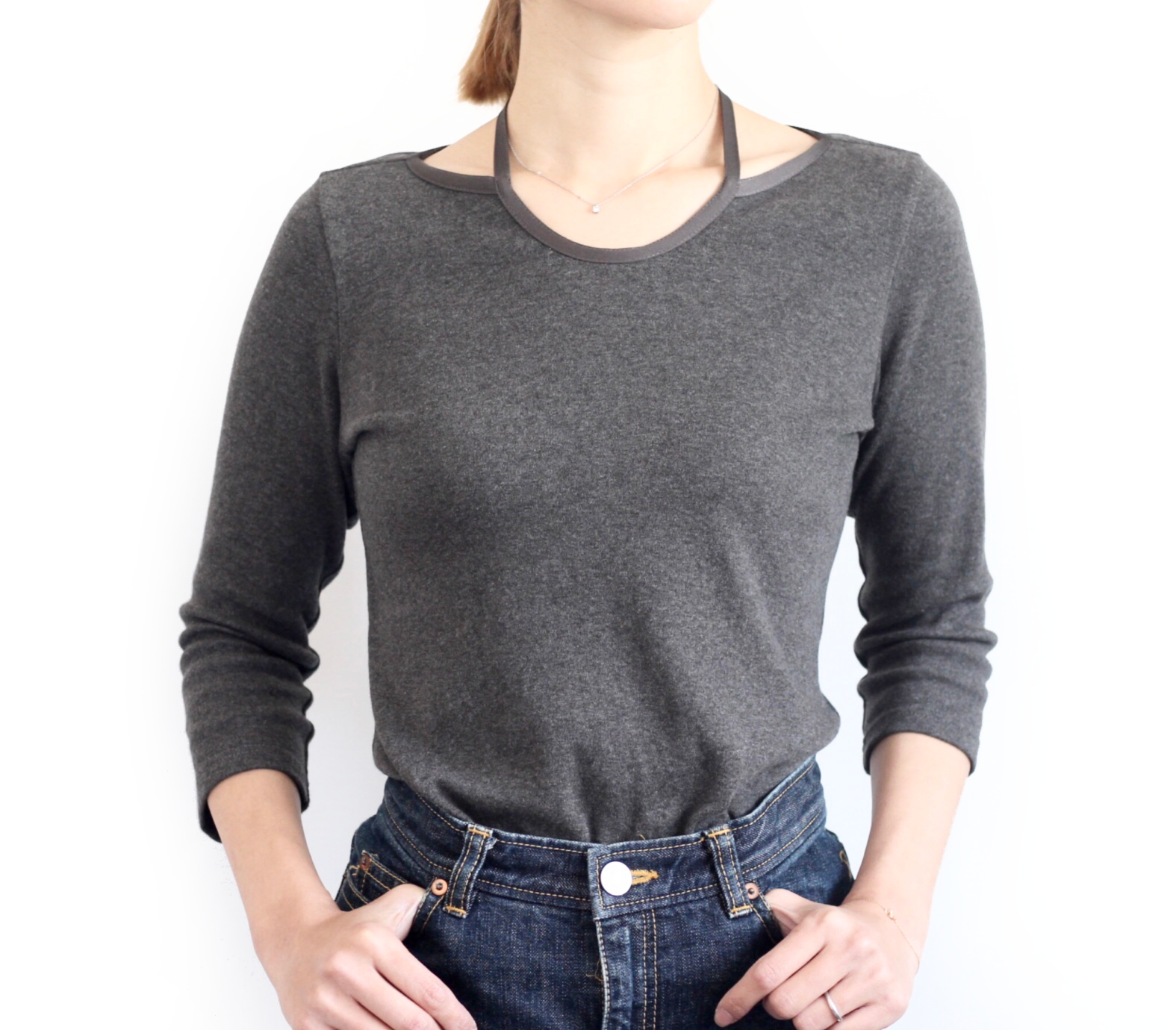 【長袖用】形にこだわった 大人のホルターネックTシャツ【カラー・サイズ展開有】