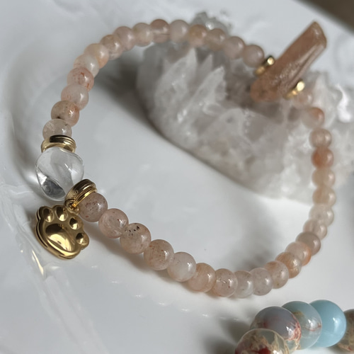 マダガスカル産マイカサンストーン♡NUDEカラー水晶♡ドロップ