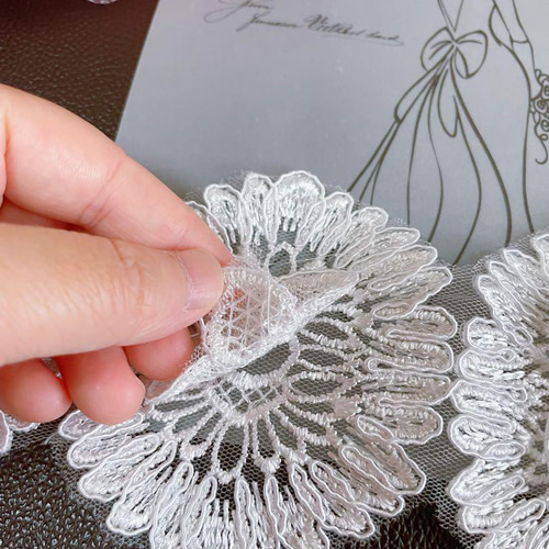 インナーマスク立体❋チュールレースNo．283 （X253 白色立体花柄  