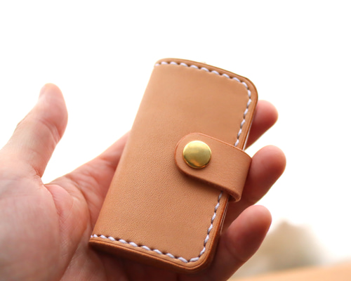 栃木レザー 6連キーケース　ブルーグラデーション　スマートキーもOKニコちゃん スマートキーケース 両面カラー変更可❗️栃木レザー 本革