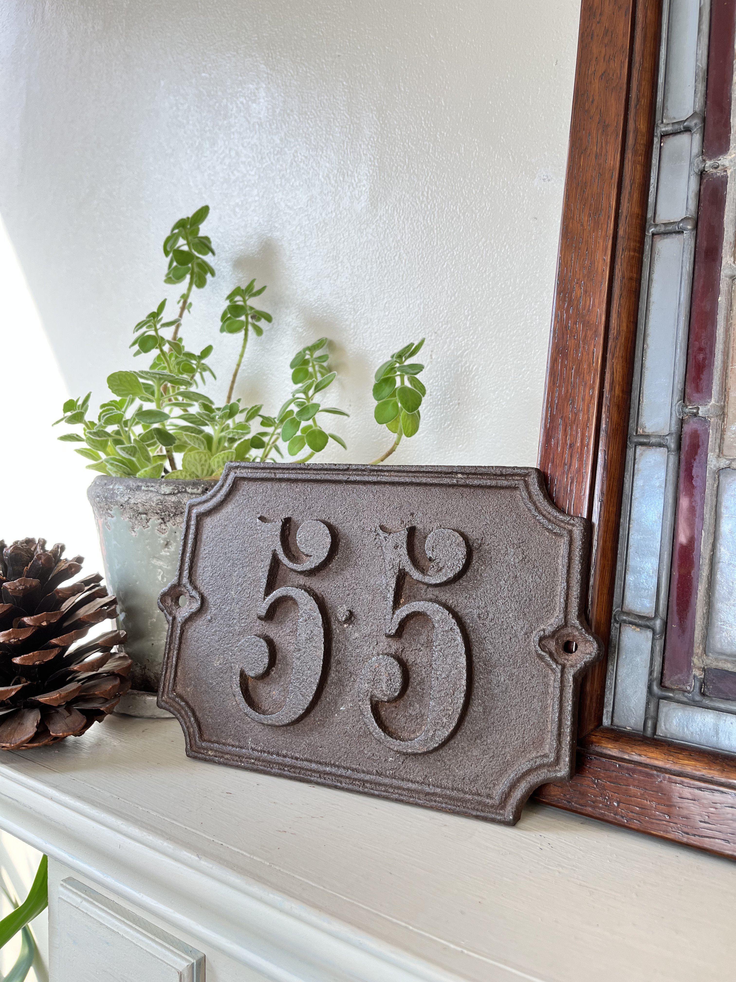 英国買い付け♪アンティーク アイアン製 大きなナンバープレート「55」